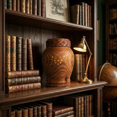 Alternate image for Handcrafted Rosewood Memorial Urn with Brass Inlay Floral Design for Adult Ashes