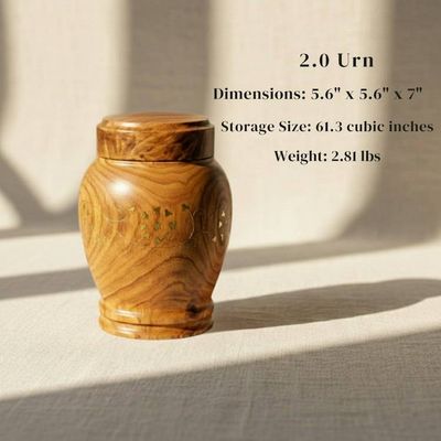 Alternate image for Adair Brass Inlay Wood Urn for Child and Pets Ashes | Handcrafted Cremation Urns with Brass Detailing (1.0 & 2.0)