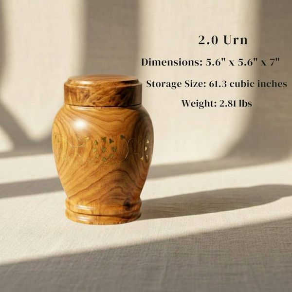 Alternate image for Adair Brass Inlay Wood Urn for Child and Pets Ashes | Handcrafted Cremation Urns with Brass Detailing (1.0 & 2.0)
