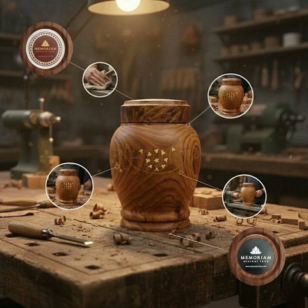 Alternate image for Adair Brass Inlay Wood Urn for Child and Pets Ashes | Handcrafted Cremation Urns with Brass Detailing (1.0 & 2.0)