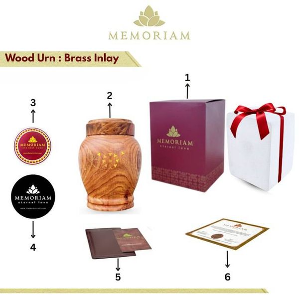 Alternate image for Adair Brass Inlay Wood Urn for Child and Pets Ashes | Handcrafted Cremation Urns with Brass Detailing (1.0 & 2.0)