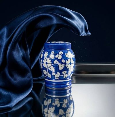 Alternate image for Blue & White Pottery Keepsake Urn | Handmade Ceramic Cremation Urns for Ashes