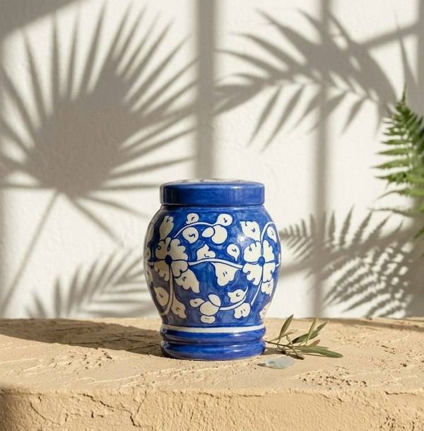 Alternate image for Blue and White Ceramic Urn 1.0 & 2.0 | Handcrafted Pottery Memorial Urns for Child & Pet Ashes