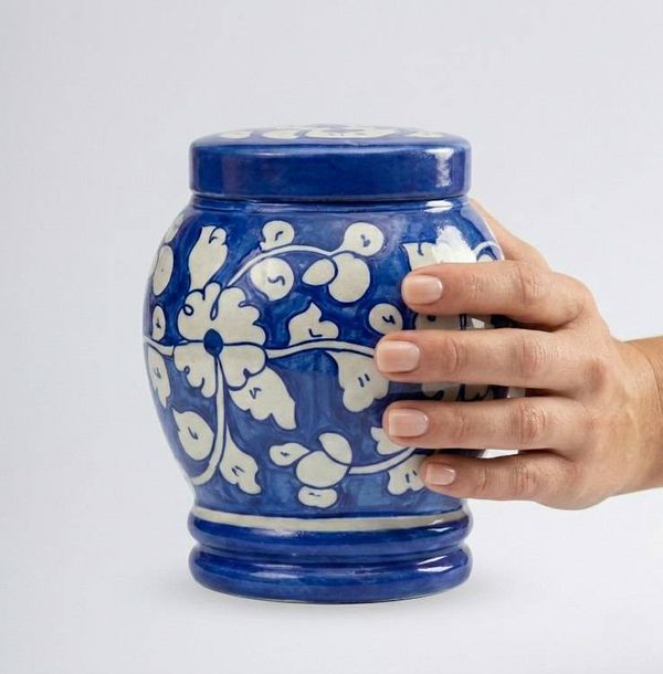 Alternate image for Blue and White Ceramic Urn 1.0 & 2.0 | Handcrafted Pottery Memorial Urns for Child & Pet Ashes
