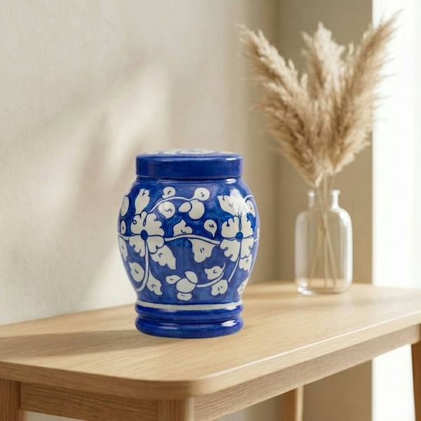 Alternate image for Blue and White Ceramic Urn 1.0 & 2.0 | Handcrafted Pottery Memorial Urns for Child & Pet Ashes