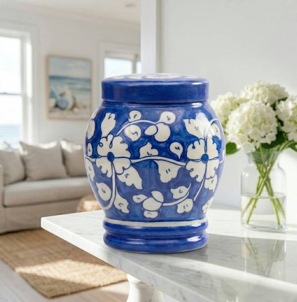 Alternate image for Blue & White Pottery Urn | Large Ceramic Cremation Urns for Adult Ashes (3.0 & 4.0)