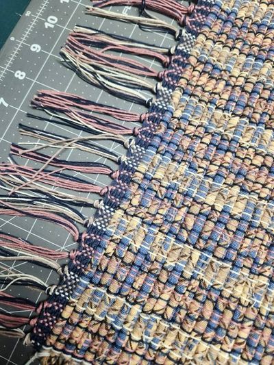Alternate image for Shanghai Fret handwoven rag rug 36x21 inches