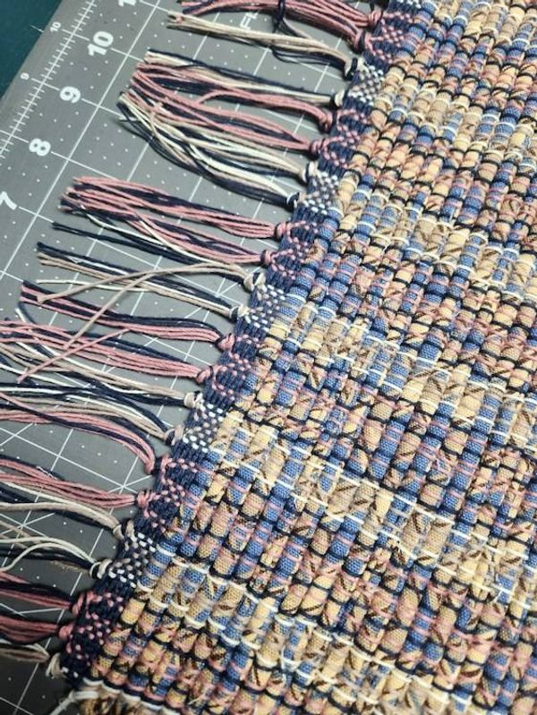 Alternate image for Shanghai Fret handwoven rag rug 36x21 inches