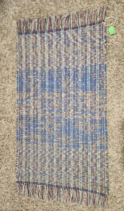 Alternate image for Shanghai Fret handwoven rag rug 36x21 inches