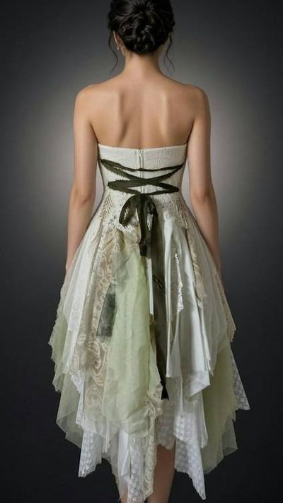 Alternate image for Ethereal Woodland Fairy Handkerchief Hem Dress with Embroidered Lace Bodice