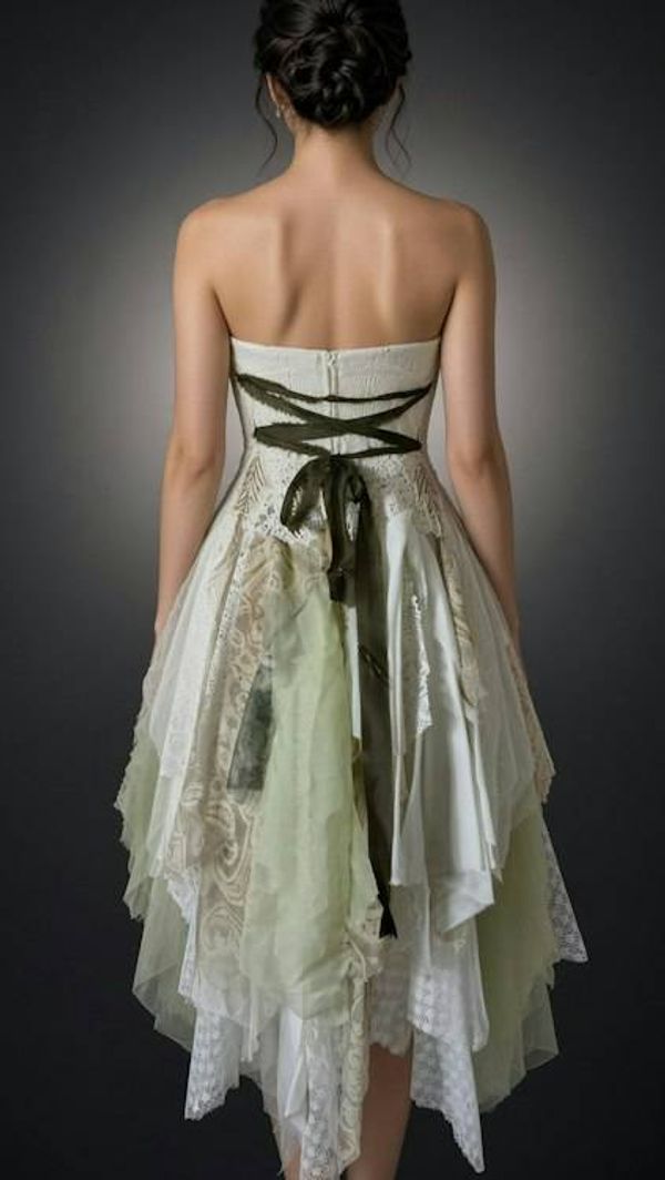 Alternate image for Ethereal Woodland Fairy Handkerchief Hem Dress with Embroidered Lace Bodice