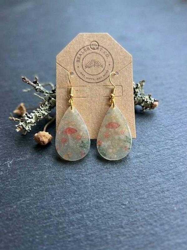 Alternate image for Handmade Forest Mushroom Polymer Clay Dangle Earrings - Nickel Free 18K Gold Plated Findings