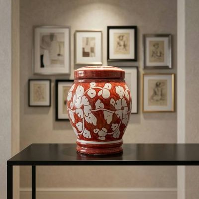 Alternate image for Red & White Pottery Urn | Large Ceramic Cremation Urns for Adult Ashes (3.0 & 4.0)
