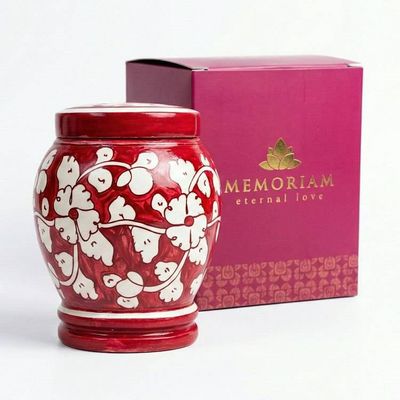 Alternate image for Red & White Pottery Urn | Large Ceramic Cremation Urns for Adult Ashes (3.0 & 4.0)