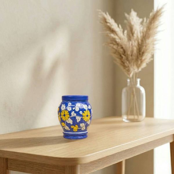 Alternate image for Blue & Yellow Pottery Urn | Handmade Ceramic Cremation Urns for Ashes — All Sizes
