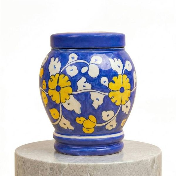 Alternate image for Blue & Yellow Pottery Urn | Handmade Ceramic Cremation Urns for Ashes — All Sizes