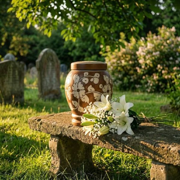 Alternate image for Brown & White Pottery Urn | Handmade Ceramic Cremation Urns for Ashes — All Sizes
