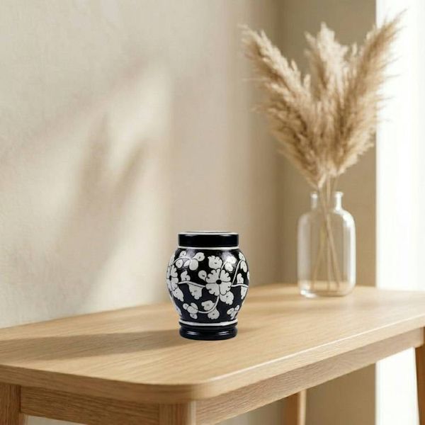 Alternate image for Black & White Pottery Urn | Handmade Ceramic Cremation Urns for Ashes — All Sizes