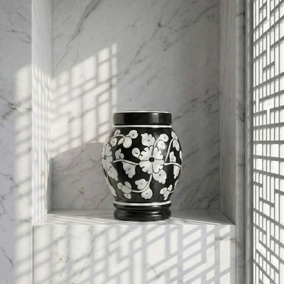 Alternate image for Black & White Pottery Urn | Handmade Ceramic Cremation Urns for Ashes — All Sizes