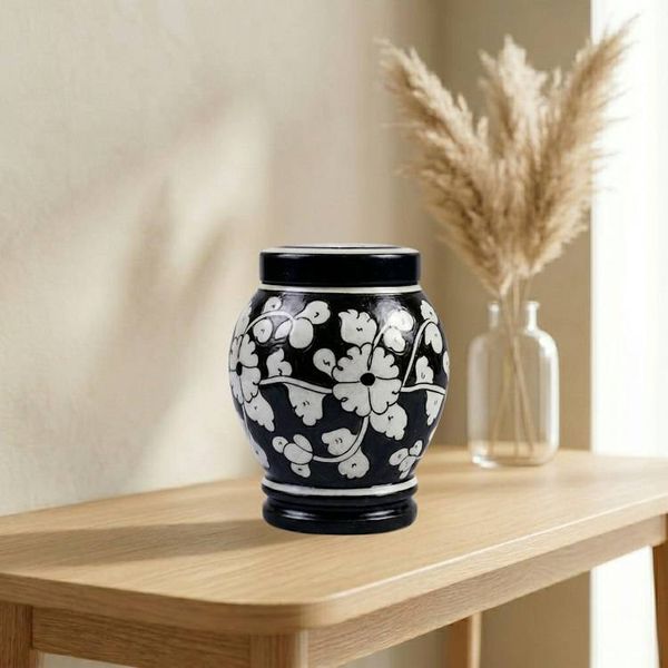 Alternate image for Black & White Pottery Urn | Handmade Ceramic Cremation Urns for Ashes — All Sizes