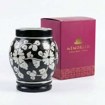 Alternate image for Black & White Pottery Urn | Handmade Ceramic Cremation Urns for Ashes — All Sizes
