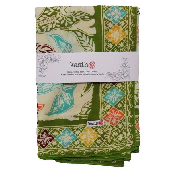 Alternate image for Large 39 Hand Dyed Batik Bandana, 100% Soft Cotton, Tropical Trapestry