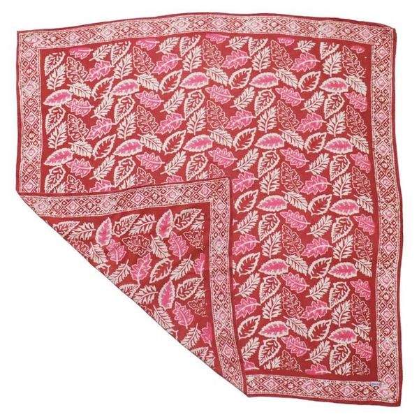 Alternate image for Large 39 Hand Dyed Batik Bandana, 100% Soft Cotton, Peach Coral Leaf