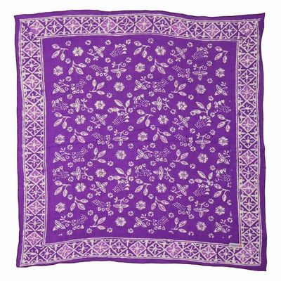 Alternate image for Hand Dyed Batik Bandana, 100% Soft Cotton, Berry Sprig, Purple, Lilac, Kasih Co-op