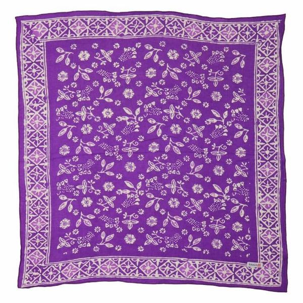 Image for Hand Dyed Batik Bandana, 100% Soft Cotton, Berry Sprig, Purple, Lilac, Kasih Co-op