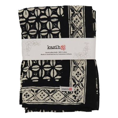 Alternate image for Large 39 Hand Dyed Batik Bandana, 100% Soft Cotton, Horn Beetle, Black White