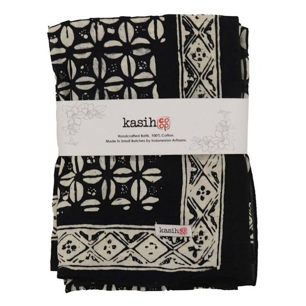 Alternate image for Large 39 Hand Dyed Batik Bandana, 100% Soft Cotton, Horn Beetle, Black White
