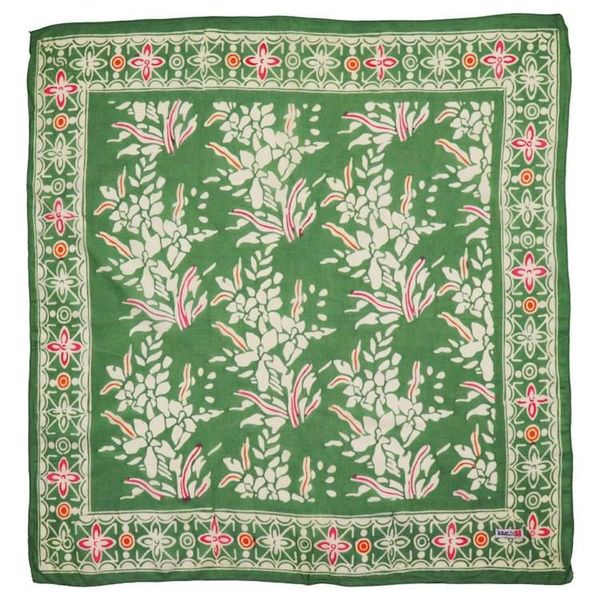 Alternate image for Hand Dyed Batik Bandana, 100% Soft Cotton, Green Garland, Pink