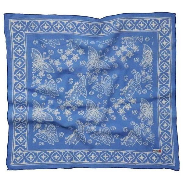 Alternate image for Hand Dyed Batik Bandana, 100% Soft Cotton, Azure Butterflies, Blue, Periwinkle