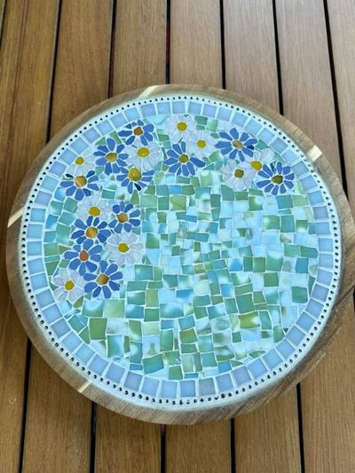 Alternate image for Kitchen Mosaic, Artsy Lazy Susan  Turnable Stained Glass Practical Handmade Artsy Classy Functional Mosaic for kitchen/dining table, gift home