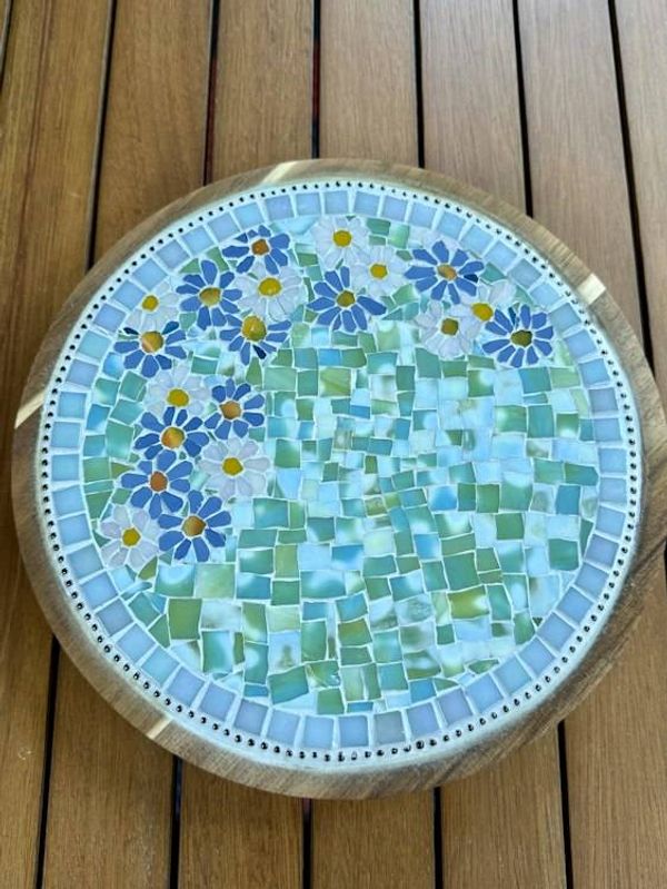Alternate image for Kitchen Mosaic, Artsy Lazy Susan Turnable Stained Glass Practical Handmade Artsy Classy Functional Mosaic for kitchen/dining table, gift home