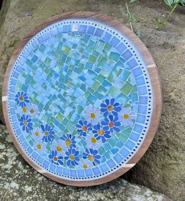 Alternate image for Kitchen Mosaic, Artsy Lazy Susan Turnable Stained Glass Practical Handmade Artsy Classy Functional Mosaic for kitchen/dining table, gift home