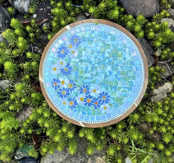 Alternate image for Kitchen Mosaic, Artsy Lazy Susan Turnable Stained Glass Practical Handmade Artsy Classy Functional Mosaic for kitchen/dining table, gift home