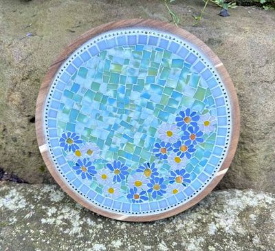 Alternate image for Kitchen Mosaic, Artsy Lazy Susan  Turnable Stained Glass Practical Handmade Artsy Classy Functional Mosaic for kitchen/dining table, gift home