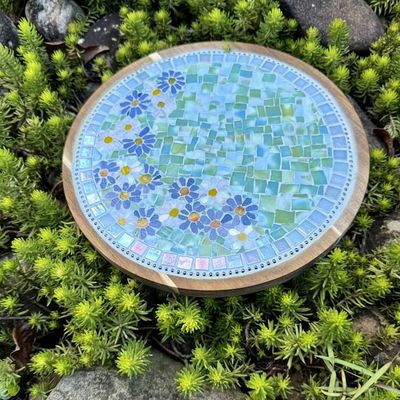 Alternate image for Kitchen Mosaic, Artsy Lazy Susan  Turnable Stained Glass Practical Handmade Artsy Classy Functional Mosaic for kitchen/dining table, gift home