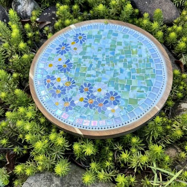 Alternate image for Kitchen Mosaic, Artsy Lazy Susan Turnable Stained Glass Practical Handmade Artsy Classy Functional Mosaic for kitchen/dining table, gift home