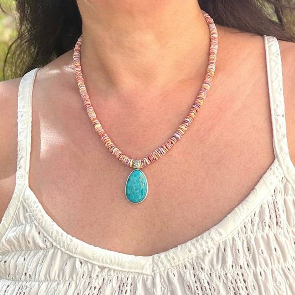 Alternate image for Blue Turquoise & Scallop Shell Necklace