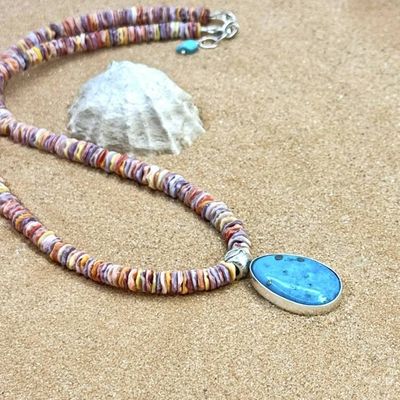 Alternate image for Blue Turquoise & Scallop Shell Necklace