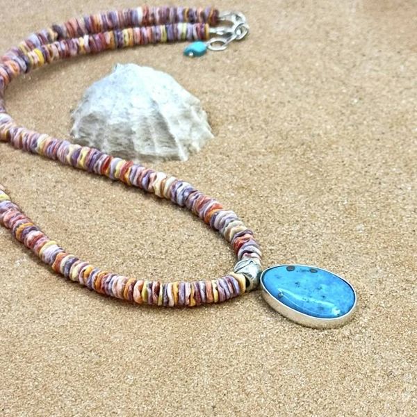Alternate image for Blue Turquoise & Scallop Shell Necklace