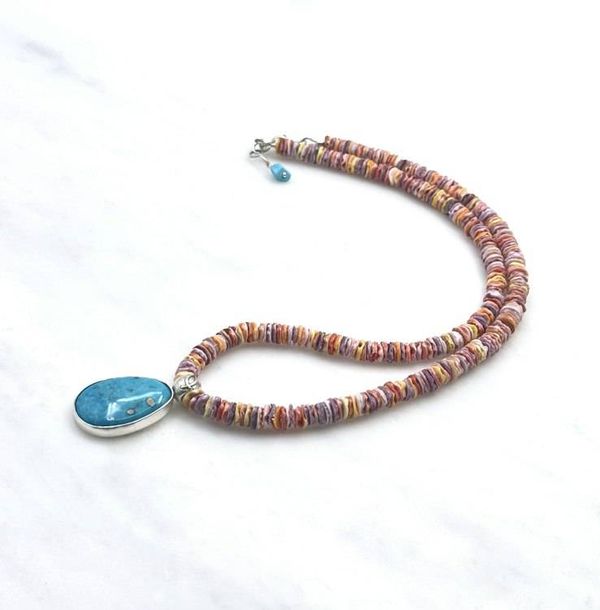 Alternate image for Blue Turquoise & Scallop Shell Necklace