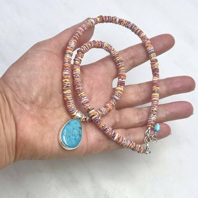 Alternate image for Blue Turquoise & Scallop Shell Necklace