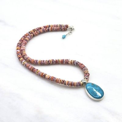Alternate image for Blue Turquoise & Scallop Shell Necklace