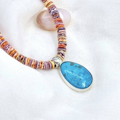 Alternate image for Blue Turquoise & Scallop Shell Necklace
