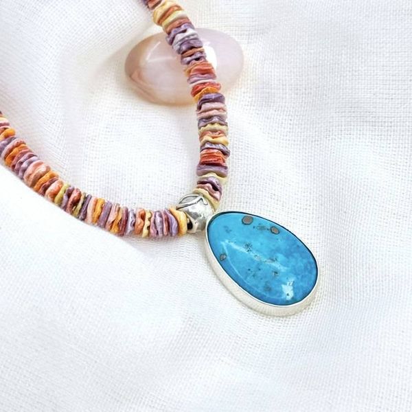 Alternate image for Blue Turquoise & Scallop Shell Necklace