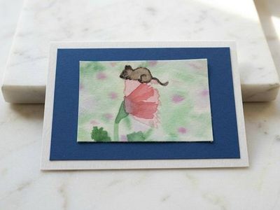 Primary image for Handmade Watercolor Mouse Greeting Card - Original Painting on 100% Cotton Paper with Envelope and Stamp - Blank 4x6 All-Occasion Card