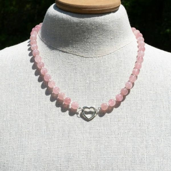 Alternate image for Hand Knotted Rare Mauve Pink Madagascar Natural Rose Quartz